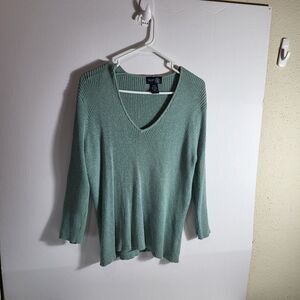 Venezia Jeans Sparkle Sweater Size 18/20 Green Love Sleeve